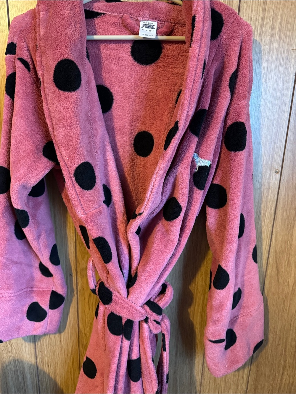 PINK Victoria's Secret Pink Robe with Black Polka Dots